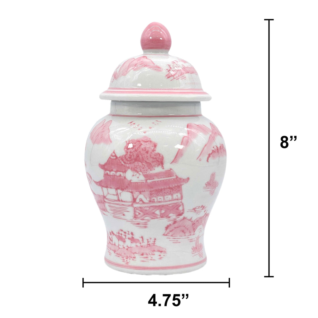 Pink Chinoiserie Ceramic Decorative Tea & Ginger Jar