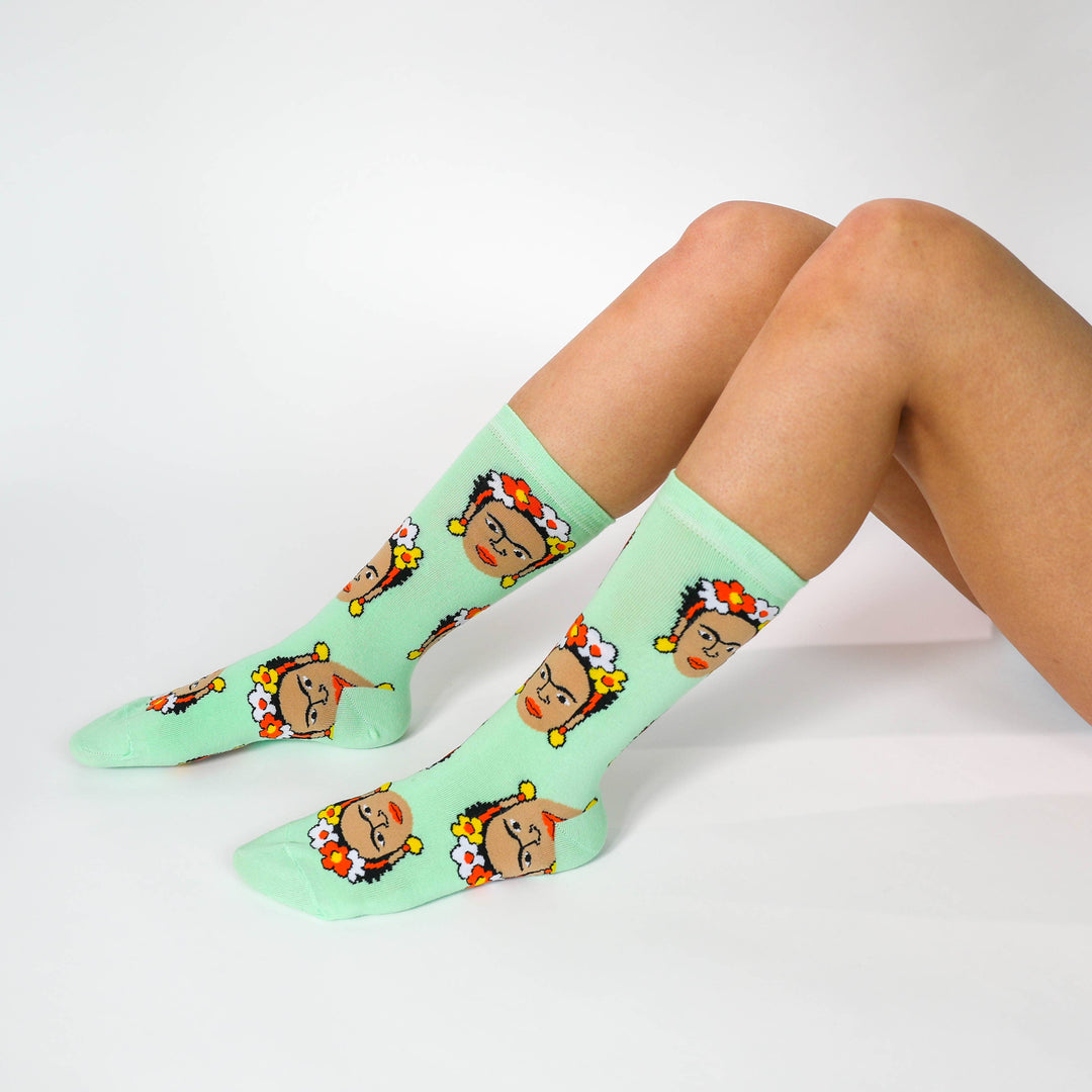 Yellow Owl Frida Kahlo Art Socks