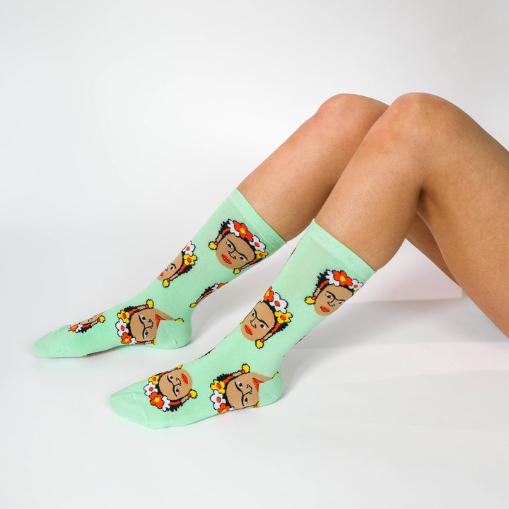 Yellow Owl Frida Kahlo Art Socks