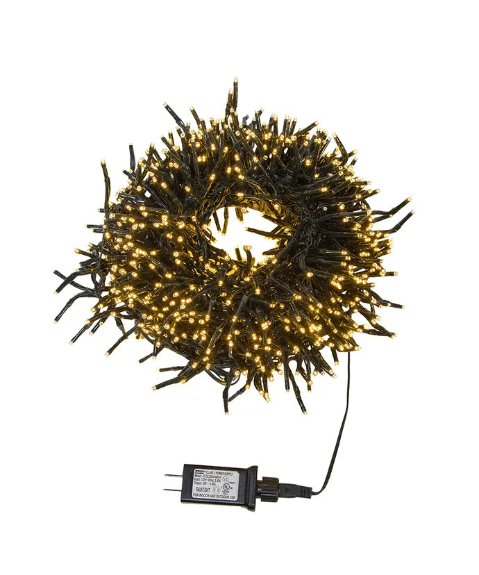 Kurt Adler 16' 480L Warm White 3MM LED Multifunction Cluster Garland
