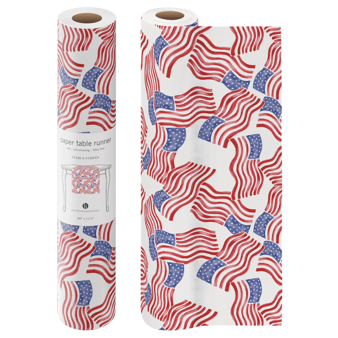 Stars & Stripes 25' Roll Paper Table Runner
