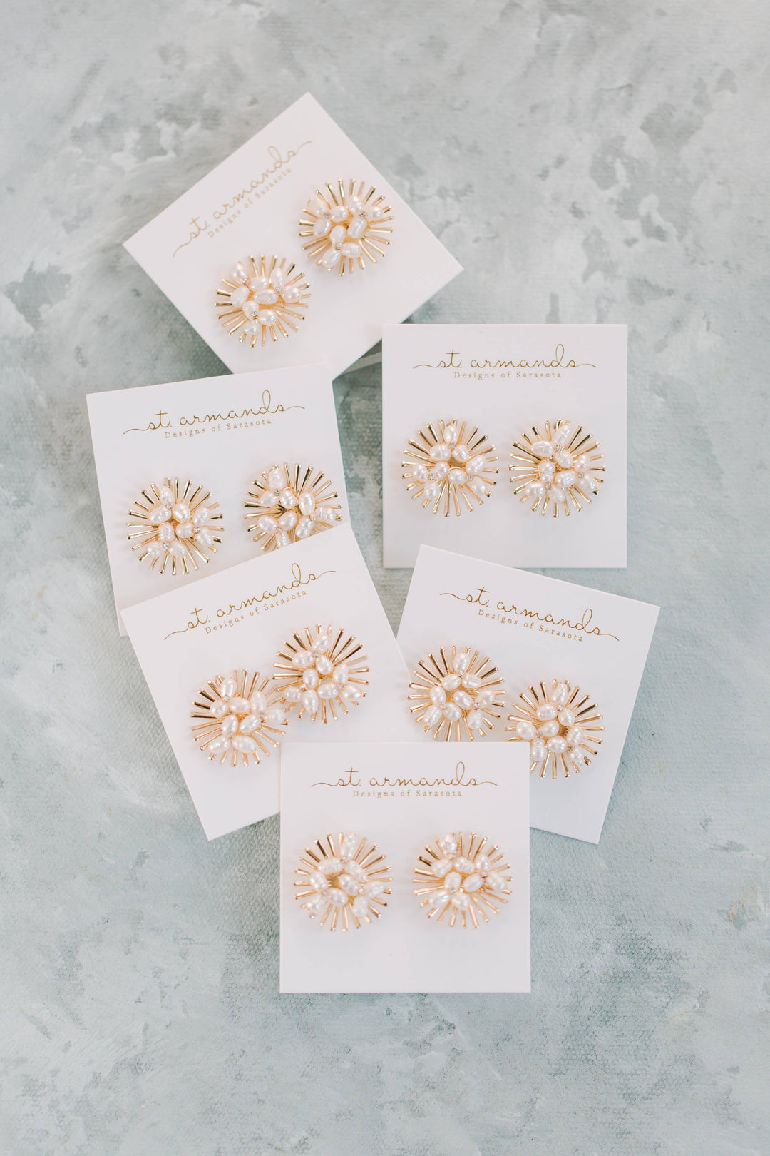 St Armands Sunburst Pearl Statement Stud Earrings