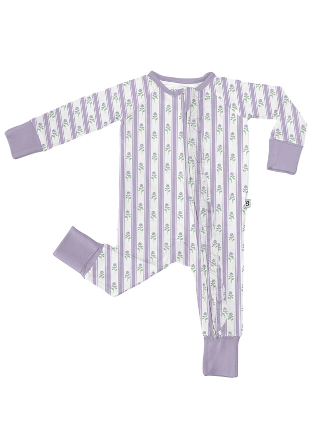 Goosies Baby Lilac Ribbons Long Sleeve Zip Pajamas