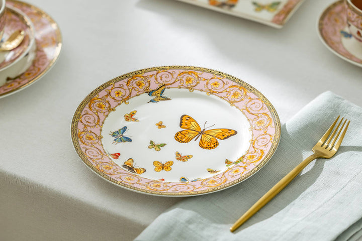 Butterflies with Pink Ornament Dessert Plate