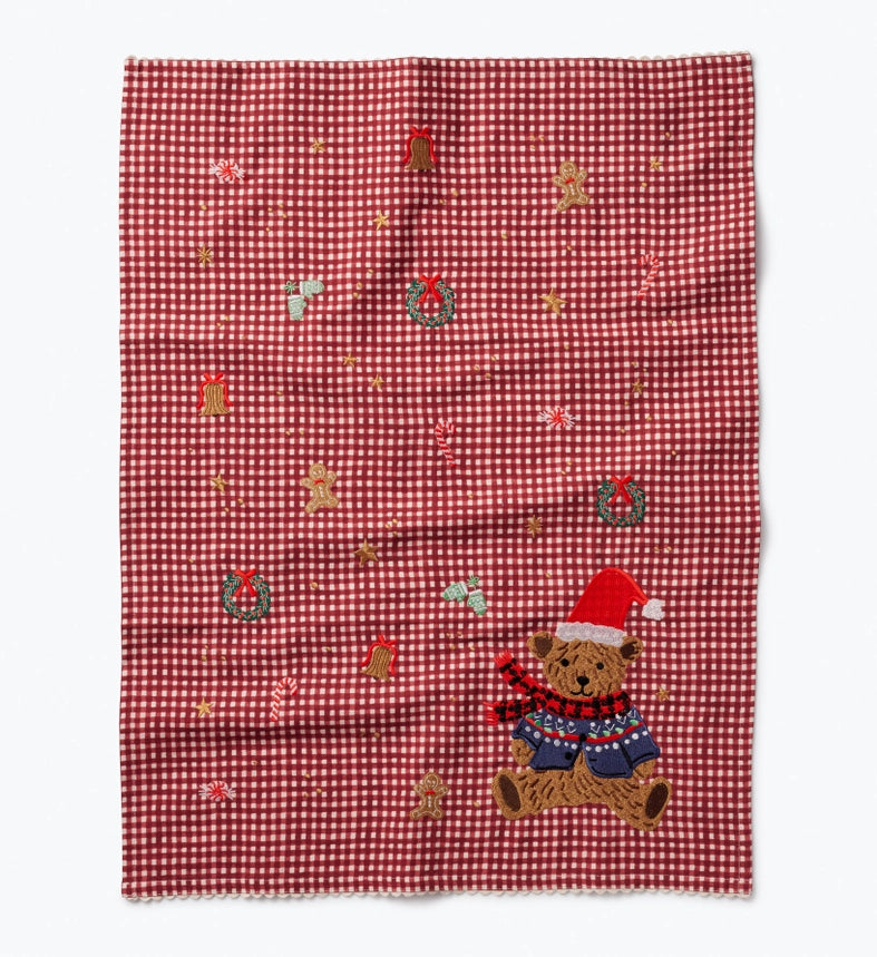 Rifle Paper Co. Beary Christmas Embroidered Tea Towel