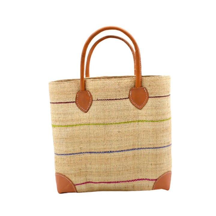 Shebobo Augustine Straw Basket Bag Brights Pinstripe