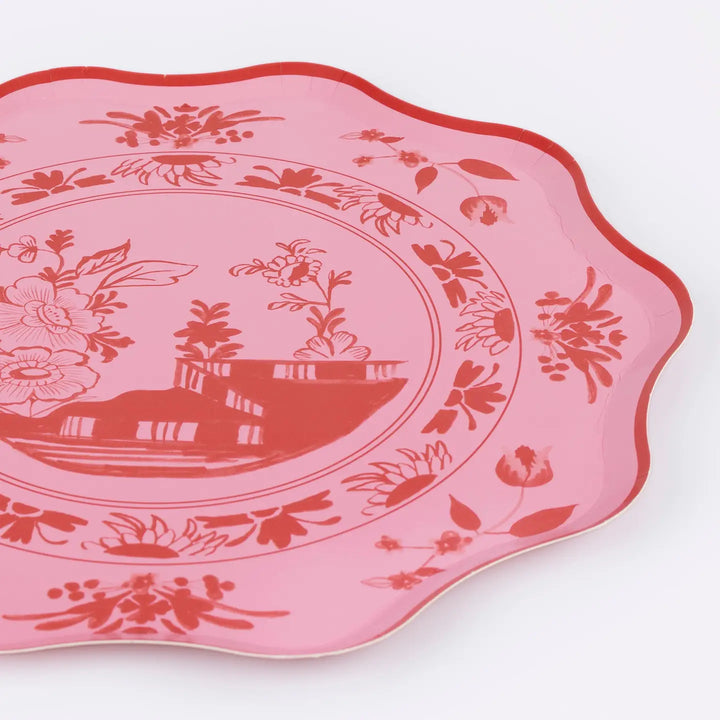 Meri Meri Pink Vintage Botanical Paper Dinner Plates