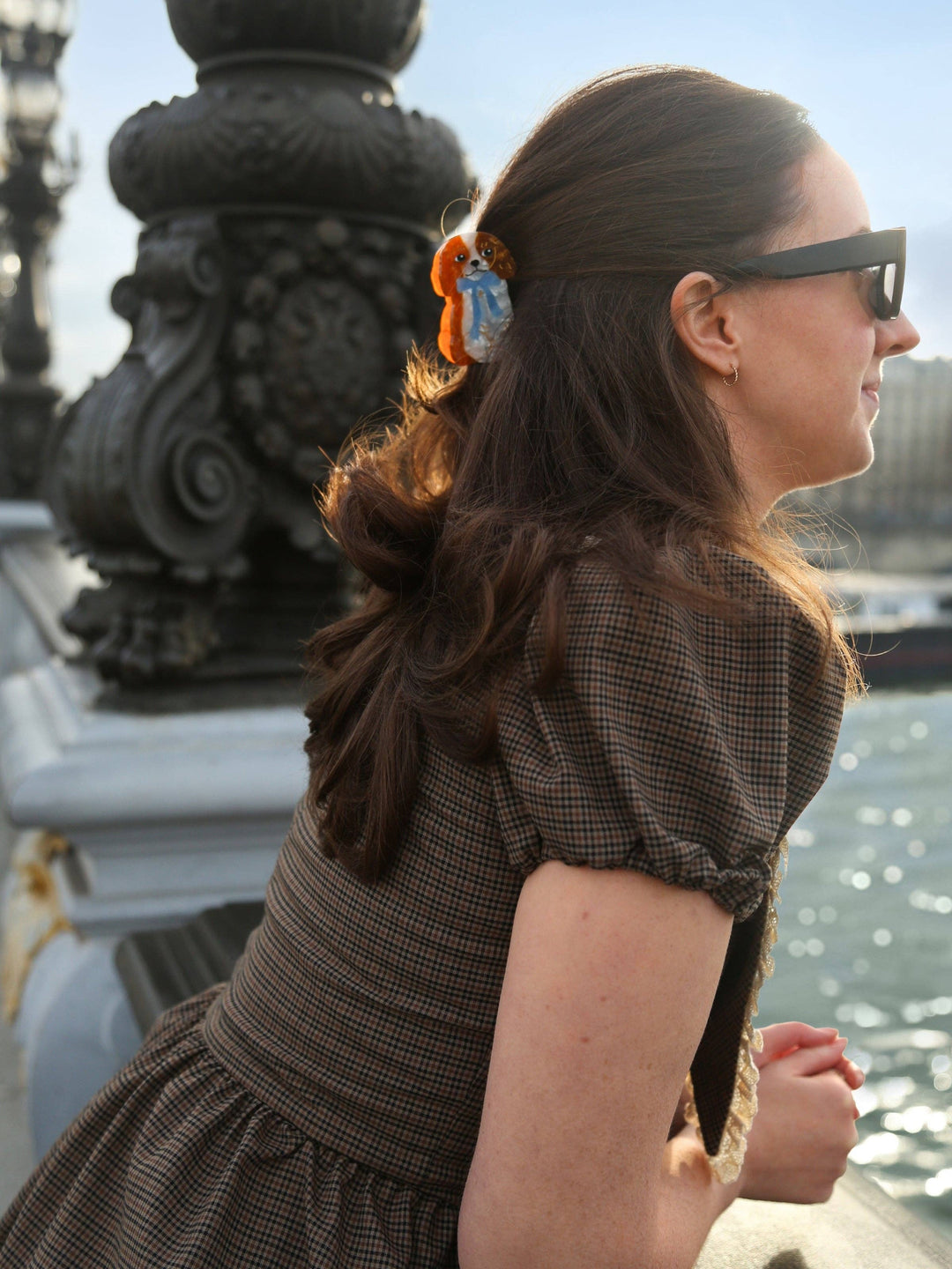 Solar Eclipse Hand-Painted King Charles Claw Hair Clip