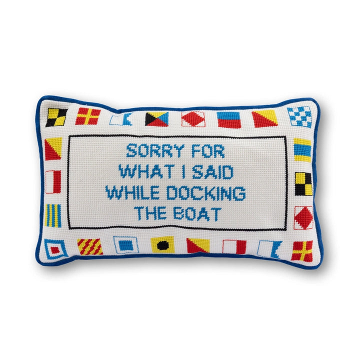 Furbish Studio Docking the Boat Needlepoint Pillow