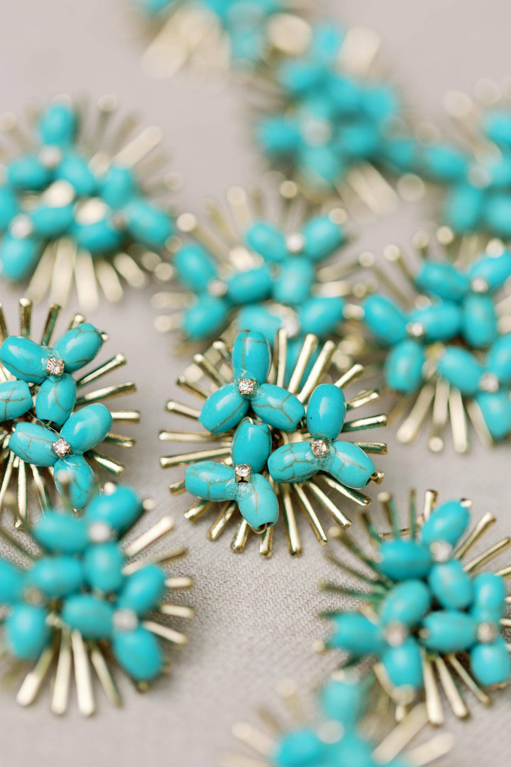 St Armands  Turquoise Sunburst Statement Stud Earrings