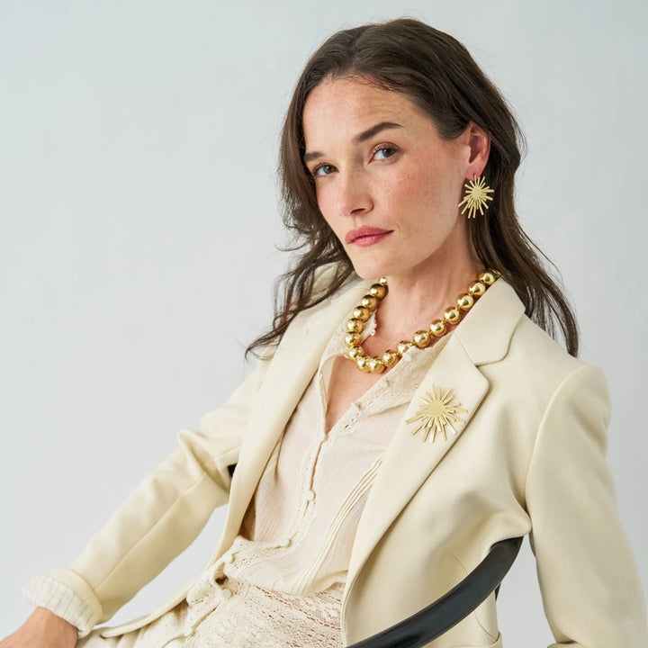 Eliza Brass Starburst Brooch