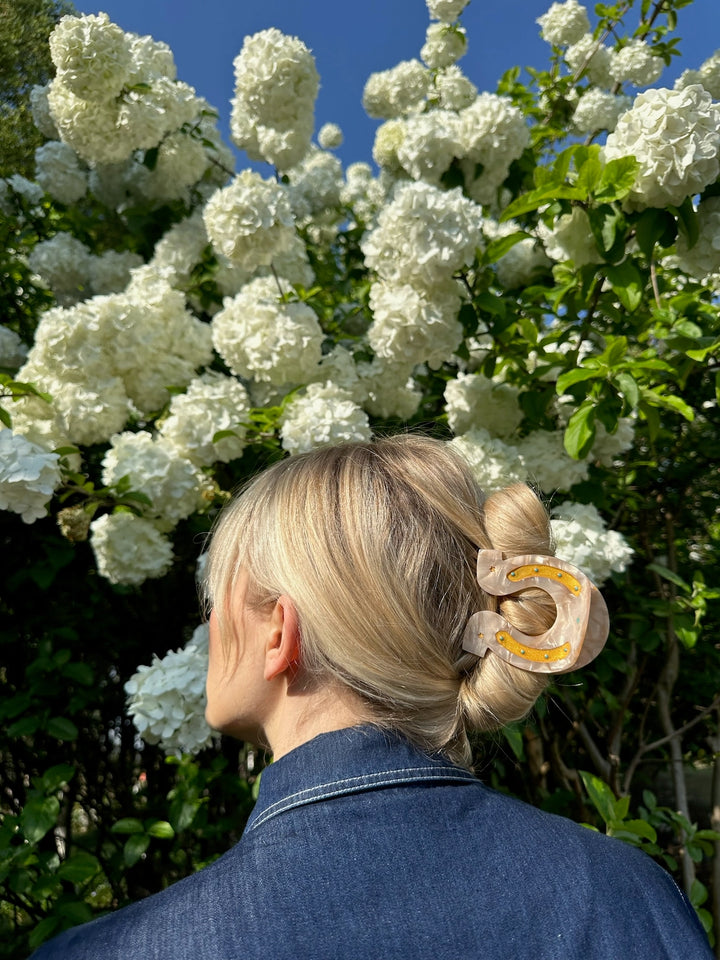 Solar Eclipse Hand-Painted Lucky Horseshoe Hair Clip