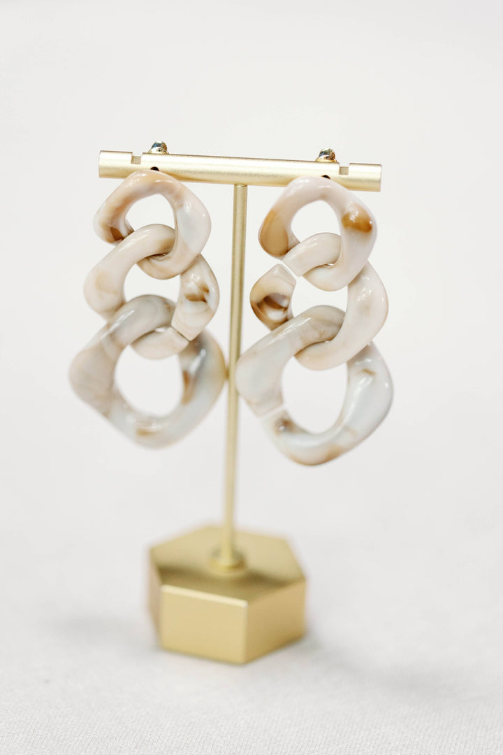 St Armands Cream Lucite Chain Statement Drop Earrings