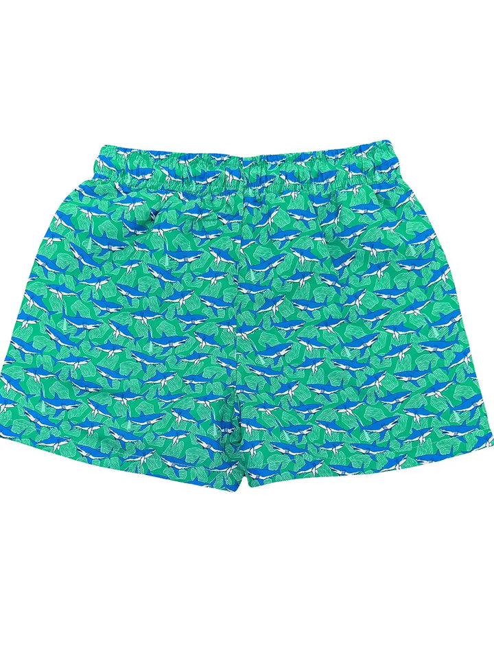 Saltwater Boys Co. Kid's St. Simons Green Shark Swim Trunk