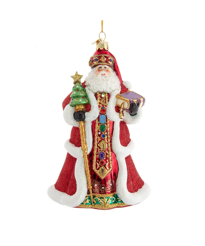 Kurt Adler Bellissimo Glass Red Santa Ornament
