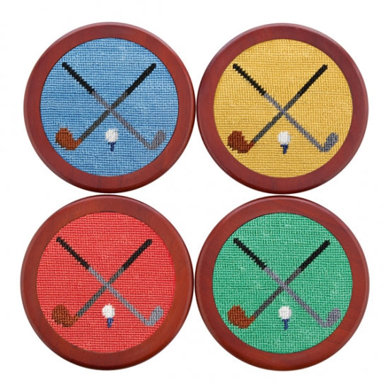 Smathers and Branson - Needlepoint Coaster Set - Crossed Clubs