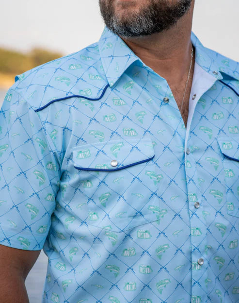 Blue Quail Men's Fisherman Pearl Snap Short Sleeve Shirt