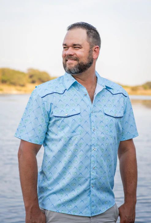 Blue Quail Men's Fisherman Pearl Snap Short Sleeve Shirt