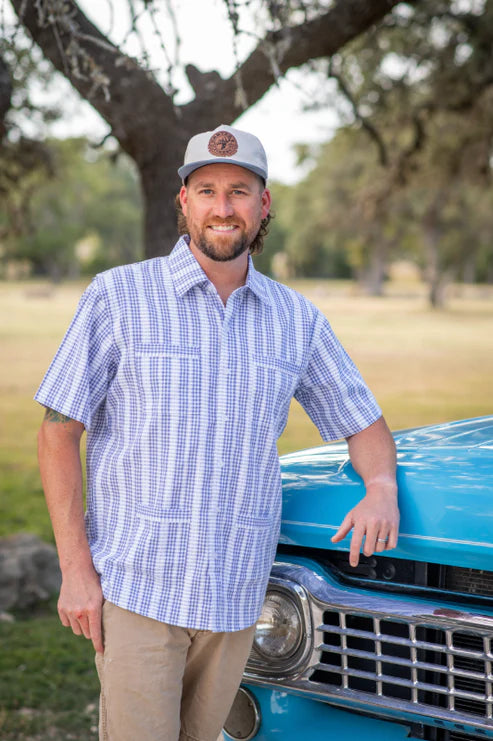 Blue Quail Men’s Guayabera Deepwater Poplin Short Sleeve Shirt