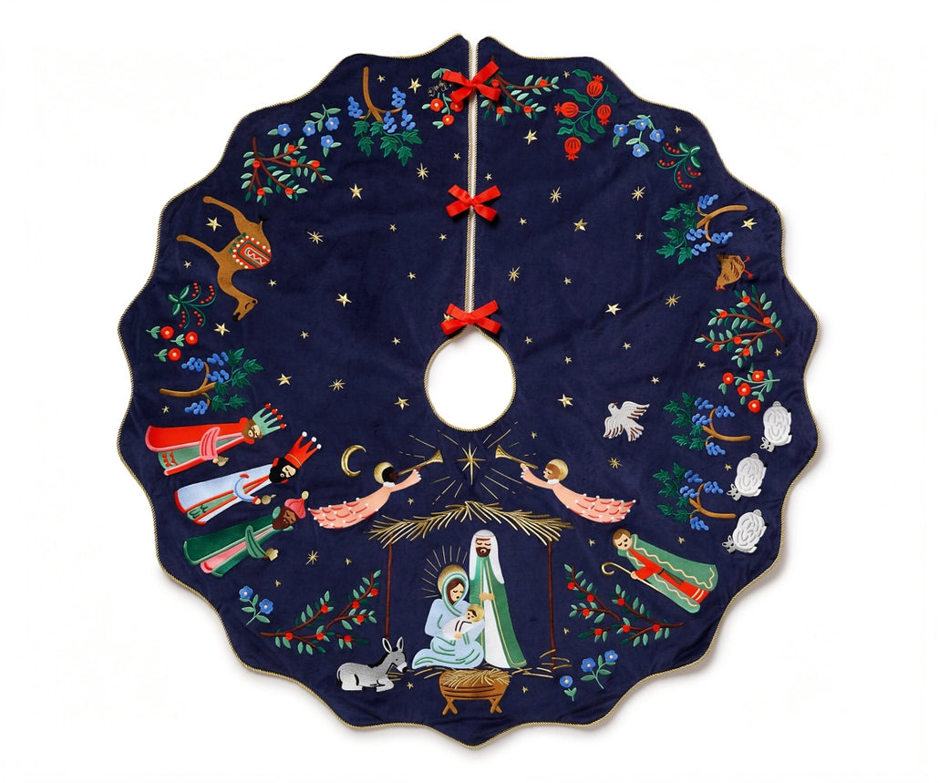 Rifle Paper Co. Embroidered Nativity Tree Skirt