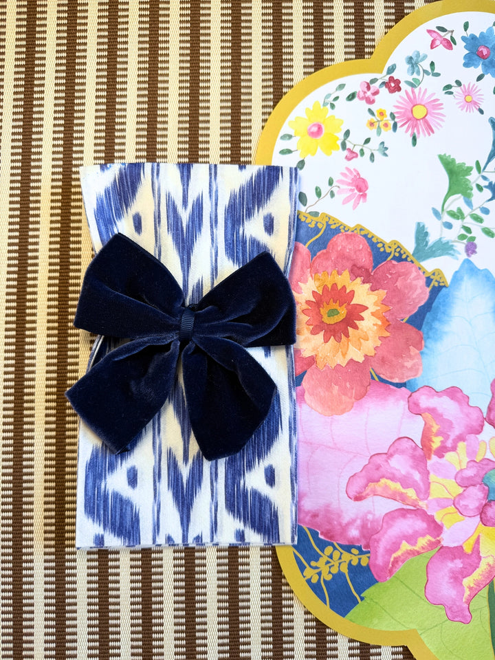 Lucy Grymes Blue Ikat linen-feel Paper Guest Towel
