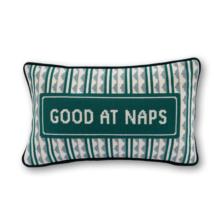 Furbish Studio "Good at Naps" Needlepoint Pillow