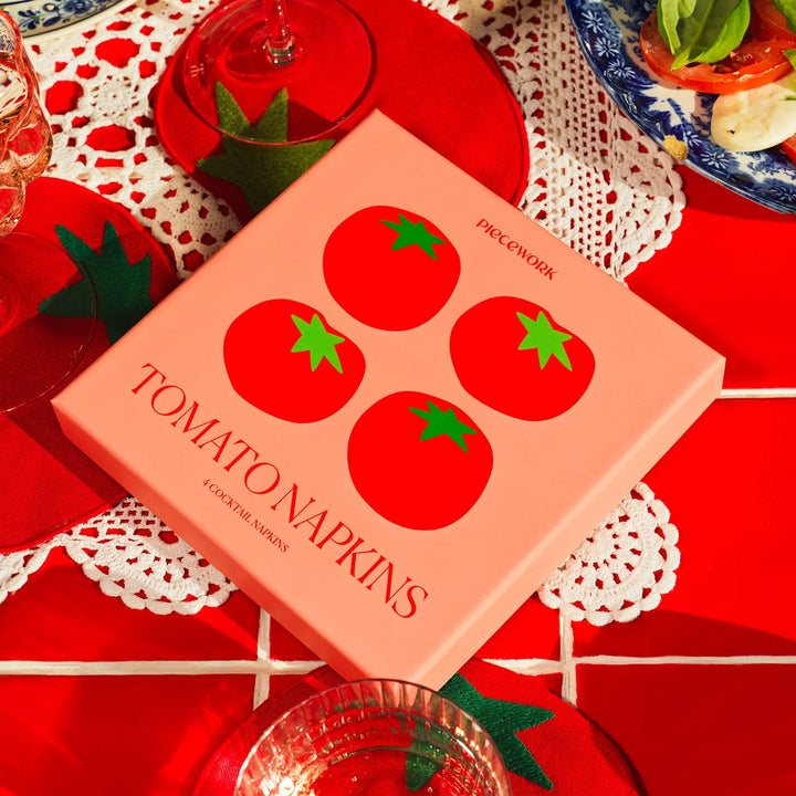 Piecework Puzzles Tomato Cocktail Napkins Set of 4