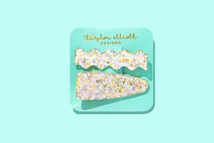Taylor Elliott Designs Medium Pearl Confetti Hair Clip Set