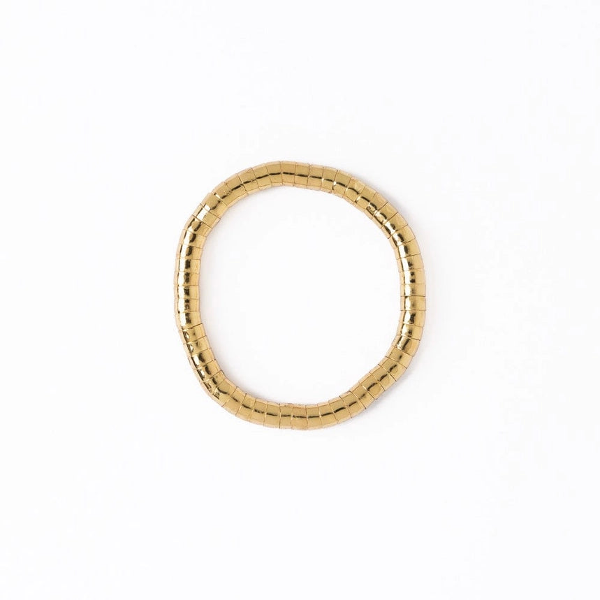 Lucille Round Bead Stretch Bracelet Brass