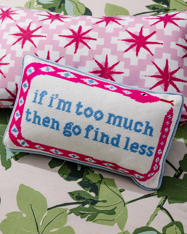 Furbish Studio "Go Find Less" Needlepoint Pillow