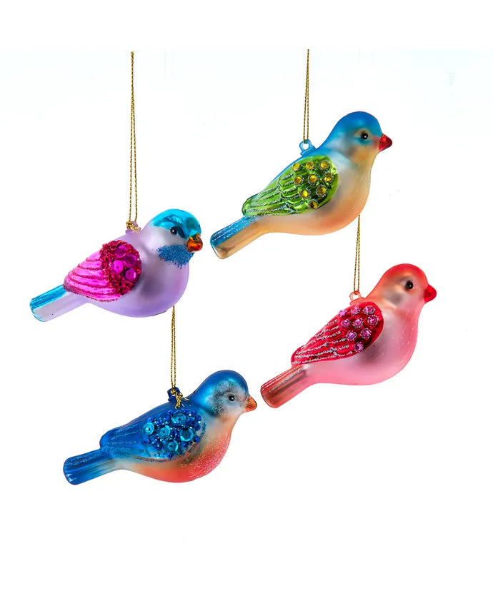 Kurt Adler Glass Colorful Bird Ornament