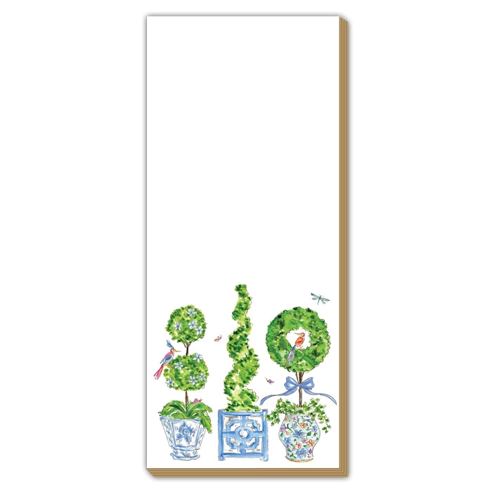 Rosanne Beck Blue Enchanted Boxwood Topiaries Luxe Skinny Pad