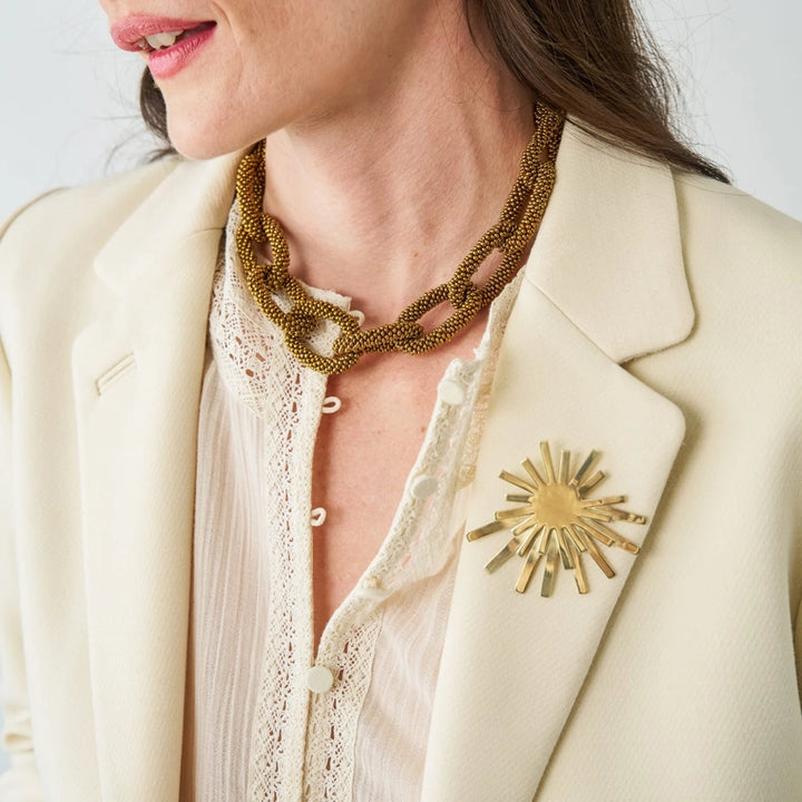 Eliza Brass Starburst Brooch