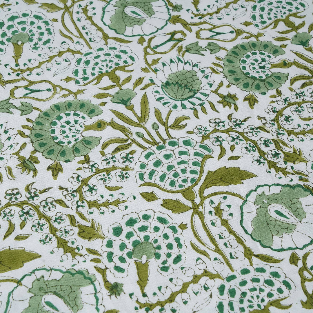 Cotton Print Club Printed Cotton Round Tablecloth Agate Green
