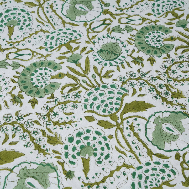 Cotton Print Club Printed Cotton Round Tablecloth Agate Green