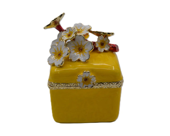 Square Jeweled Floral Trinket Box