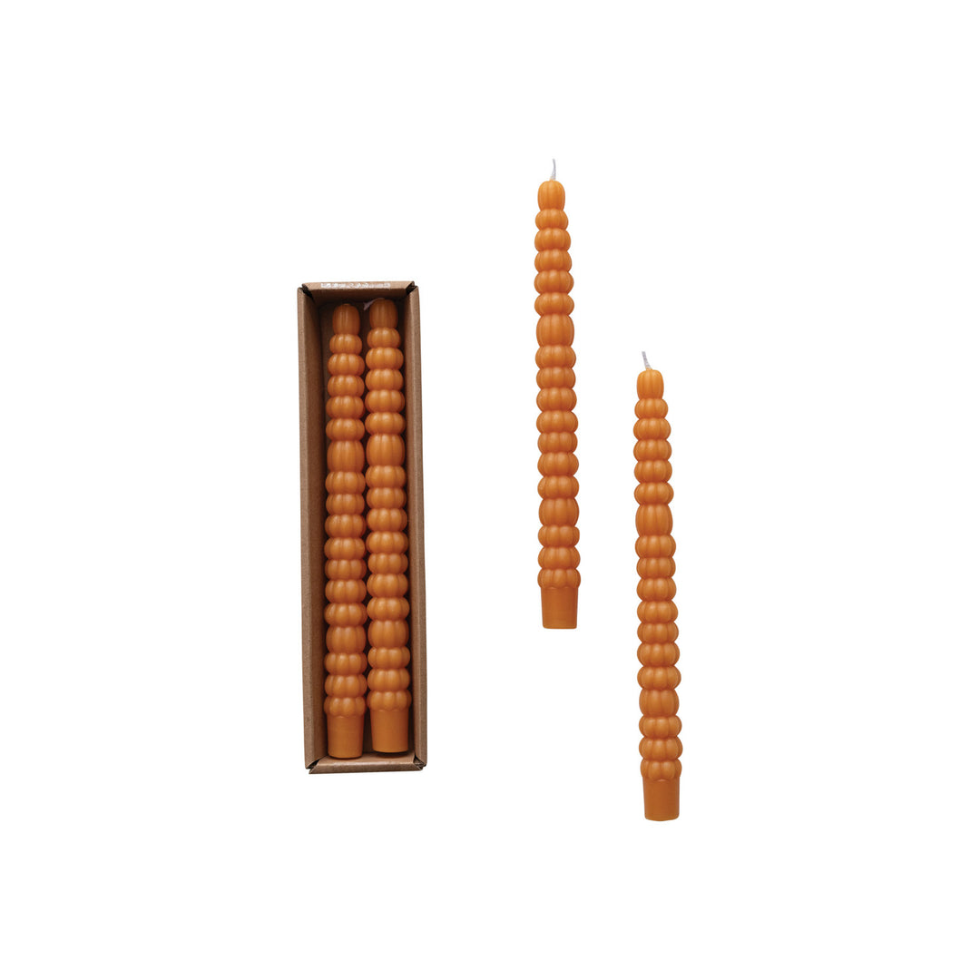 Orange Unscented Pumpkin Shaped Taper Candles