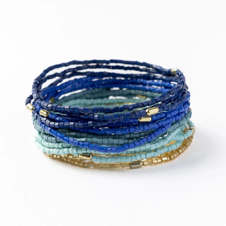 Chelsea 18 Strand Blue Stretch Bracelet