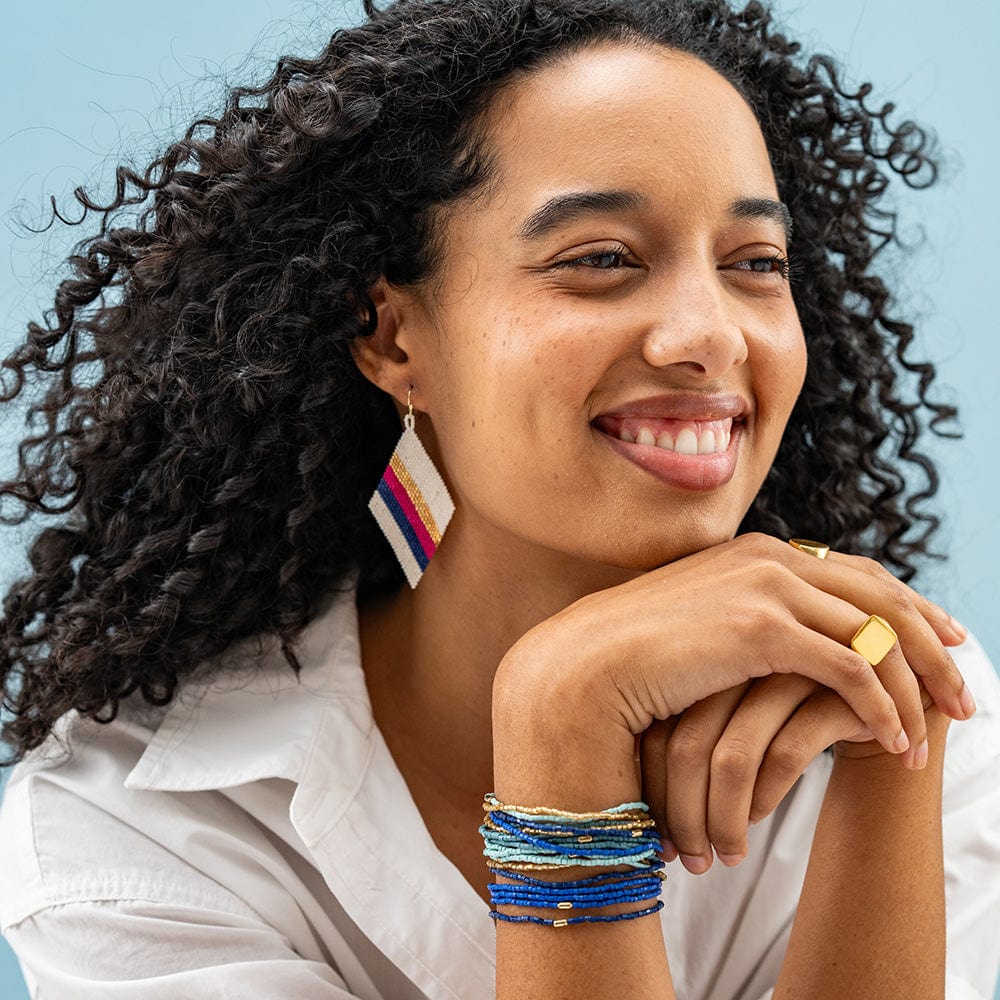 Chelsea 18 Strand Blue Stretch Bracelet