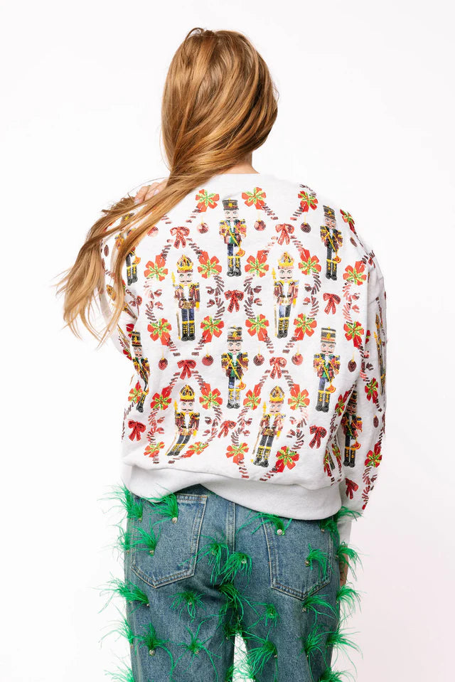 Queen of Sparkles Grey Nutcracker & Candy Cane Sweatshirt