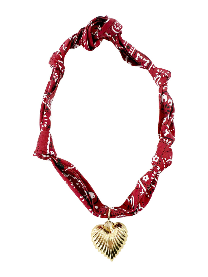 Bandana Scarf Necklace Red Large Coin