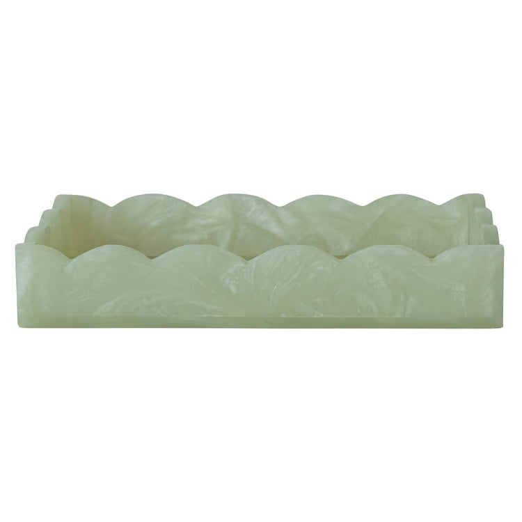 Hazel Mazel Chartreuse Handmade Resin Scalloped Tray