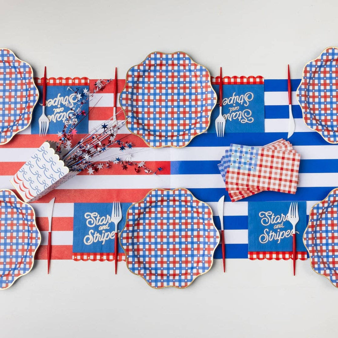 Bonjour Fête American Flag Gingham Paper Guest Towels
