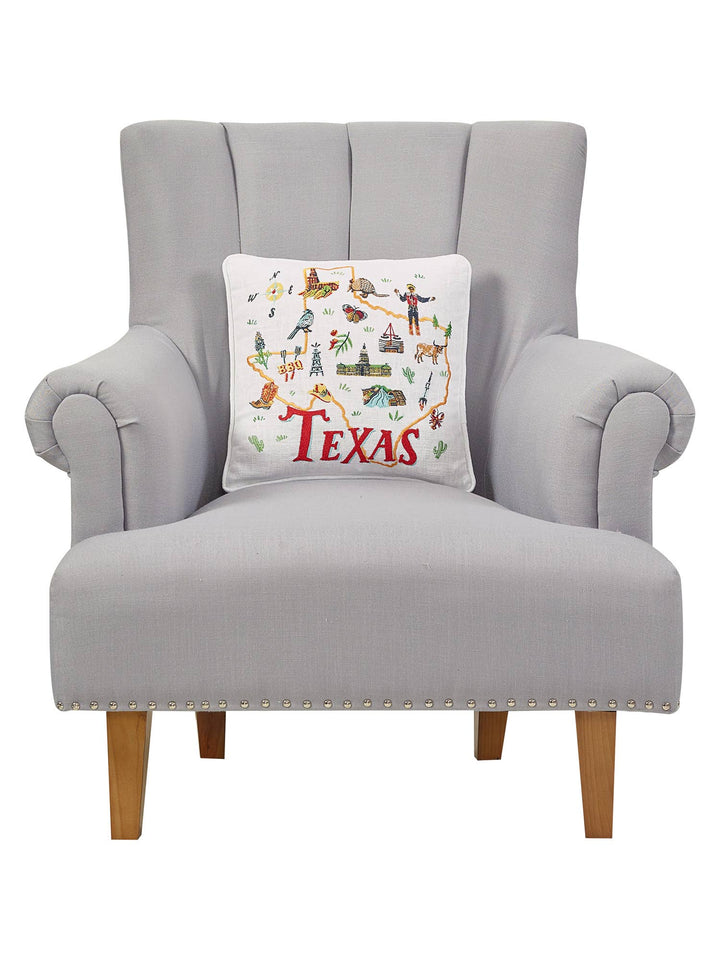 Peking Handicraft Angela Staehling Texas Embroidered Pillow