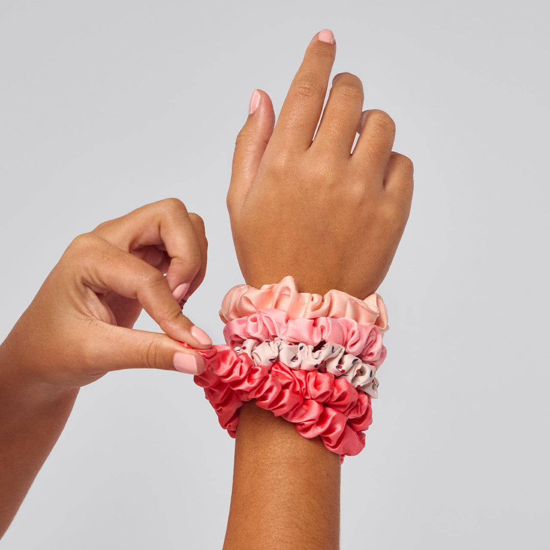 Kitsch Ruched Satin Scrunchies Cherry Blossom