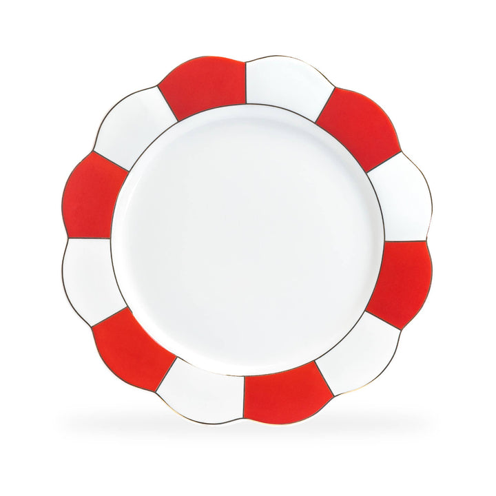 Red Gold Scallop Fine Porcelain Dinner Plate