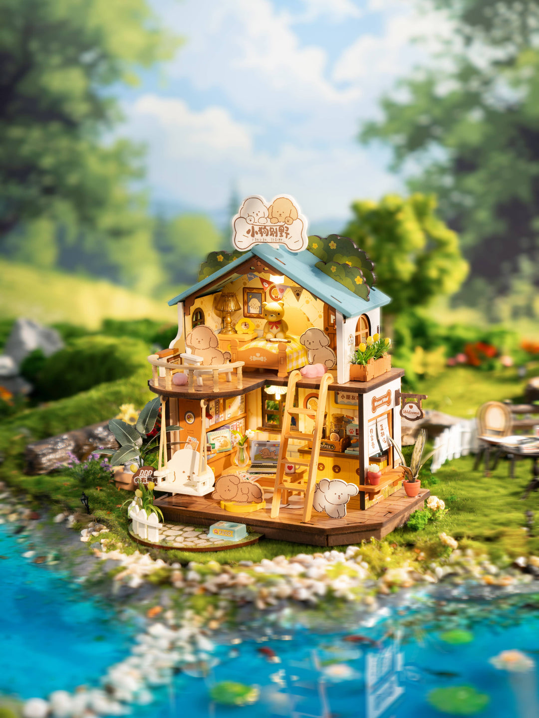 Robotime DIY Miniature House Puzzles Puppy's Cozy Villa
