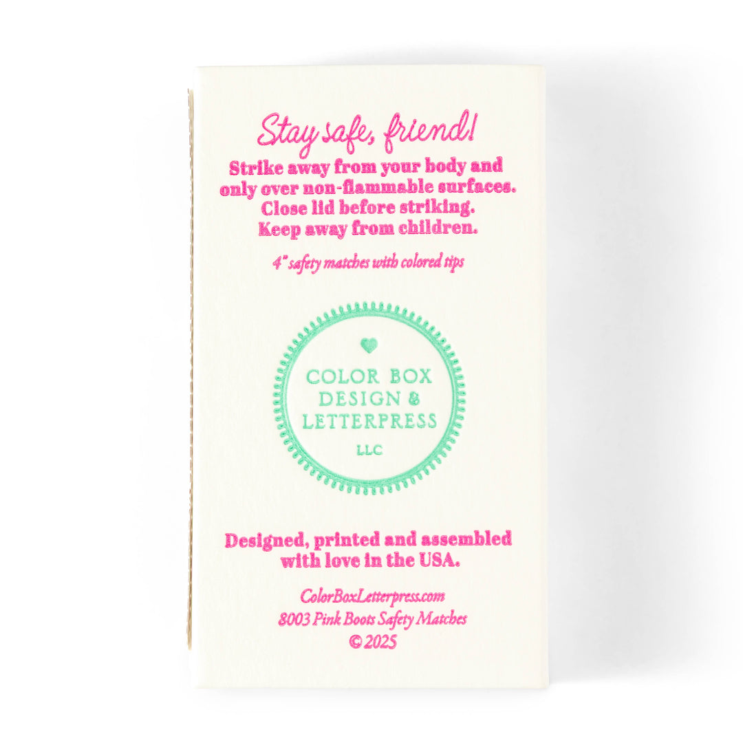 Color Box Design Pink Cowgirl Boots Safety Matches