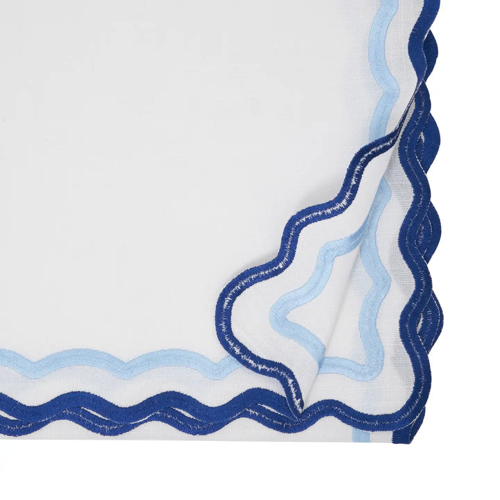 Blue Scalloped Border Table Runner