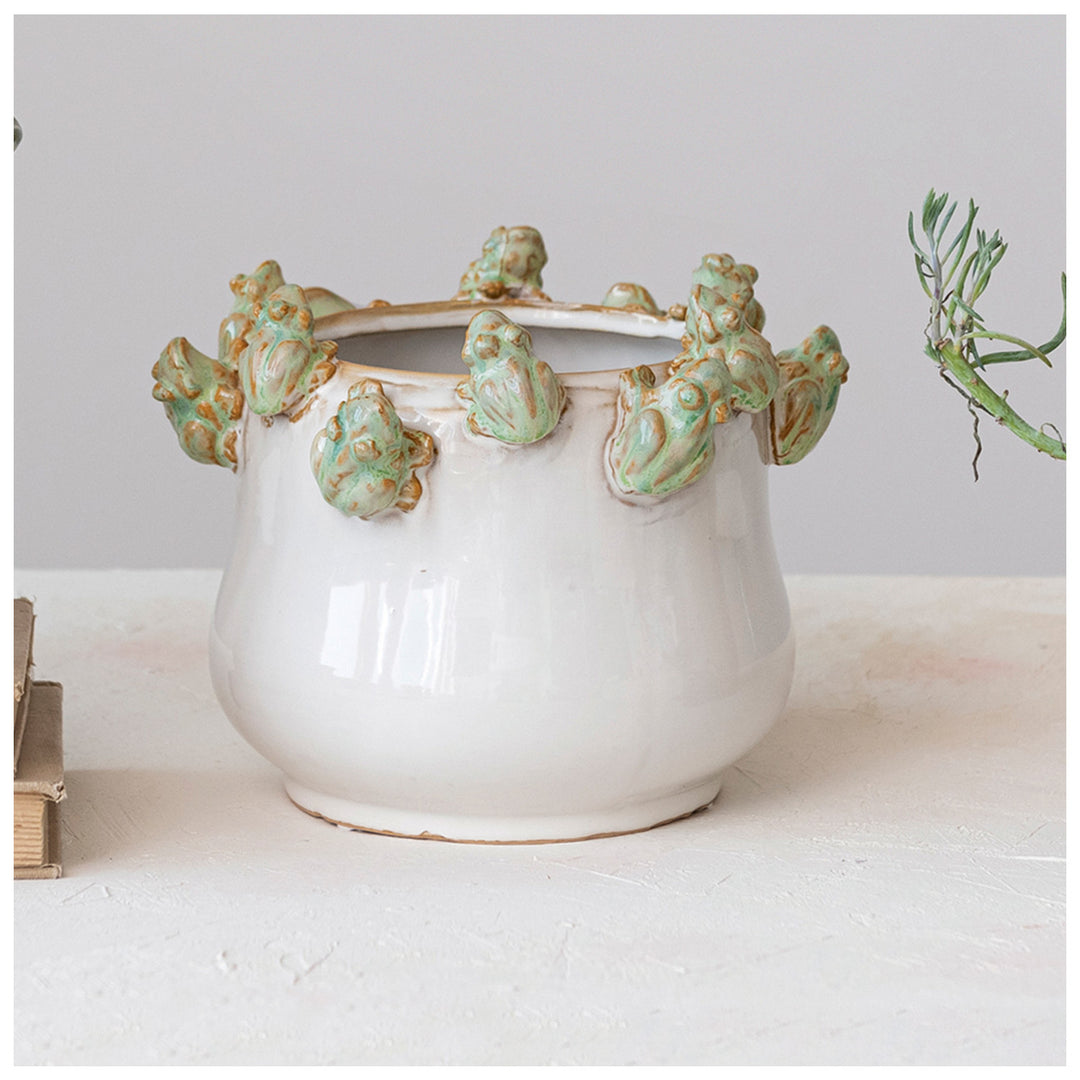 Frog Stoneware Planter